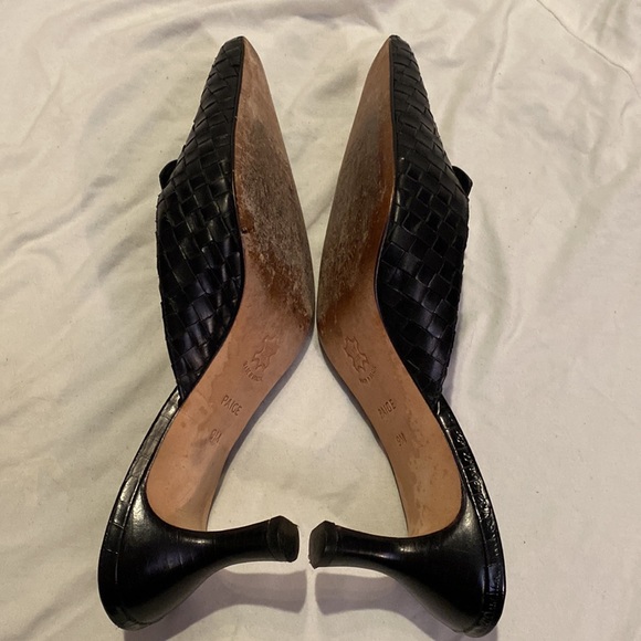 Brighton Black Leather Paige Mule Slide Kitten Heels - Picture 5 of 13